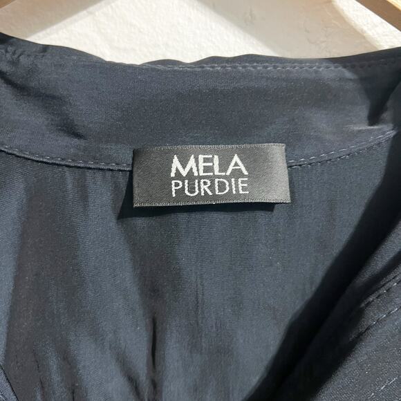 Mela Purdie Top Dress Tunic Womens XXS Oversized Navy Blue Button Down - Picture 2 of 7